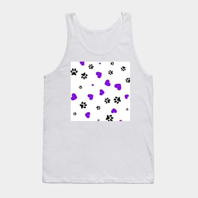 Dog Paw Purple Heart Art Tank Top by Tshirtstory